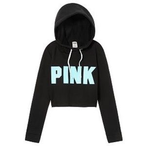 VS PINK Black Cropped Hoodie